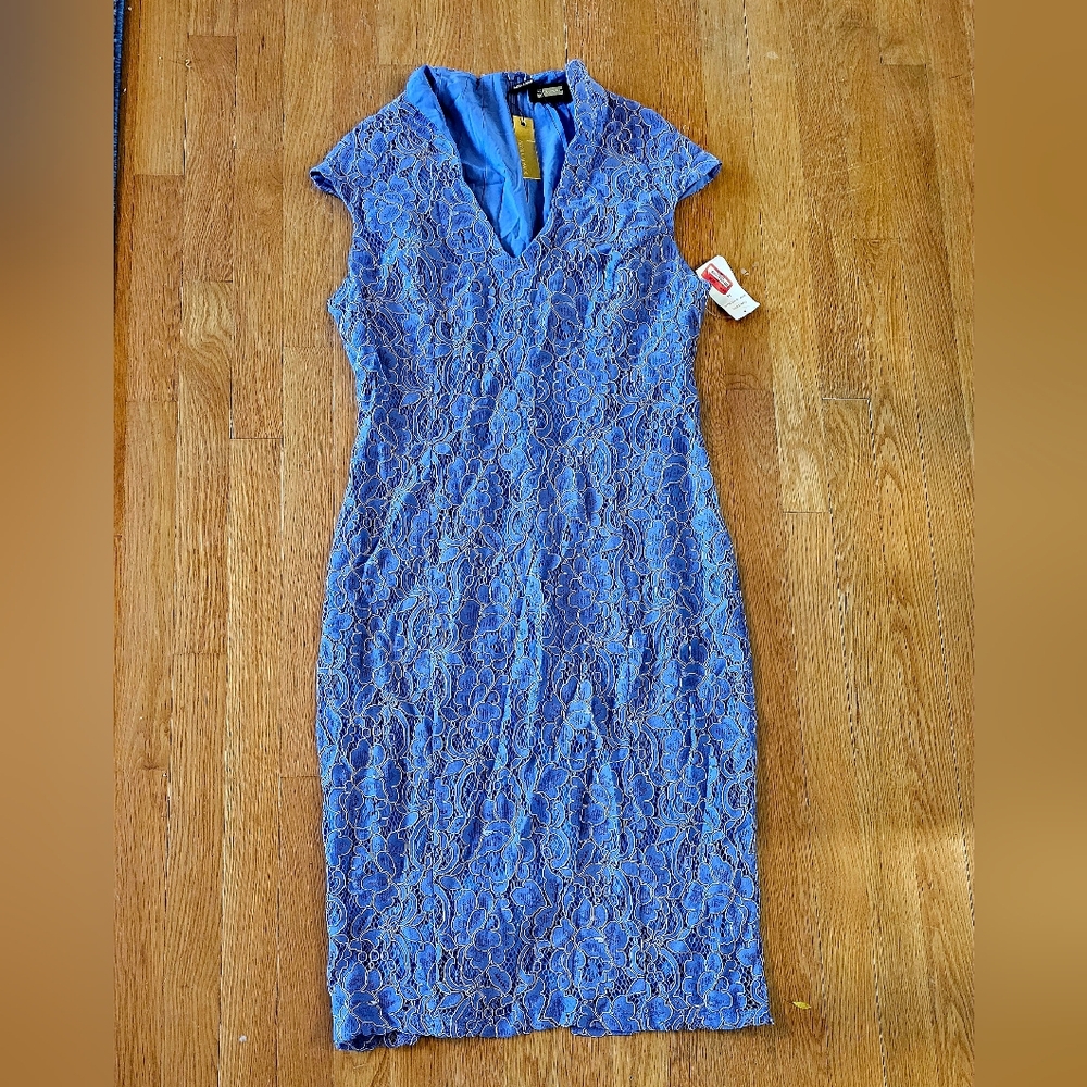 Alexia Admor Slate Blue Sleeveless Dress sz 14
